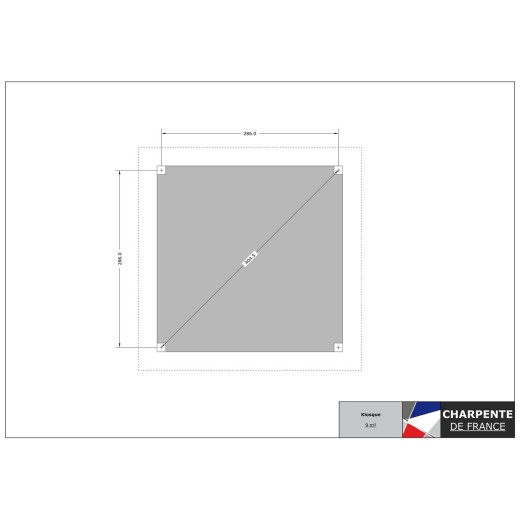 Kiosques x4 pans - Kiosque 9m²